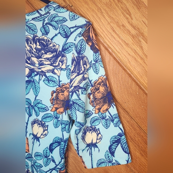 Lularoe Blue, Orange, And Cream Rose Bush Floral Print Small Julia Bodycon Dress - Picture 13 of 16